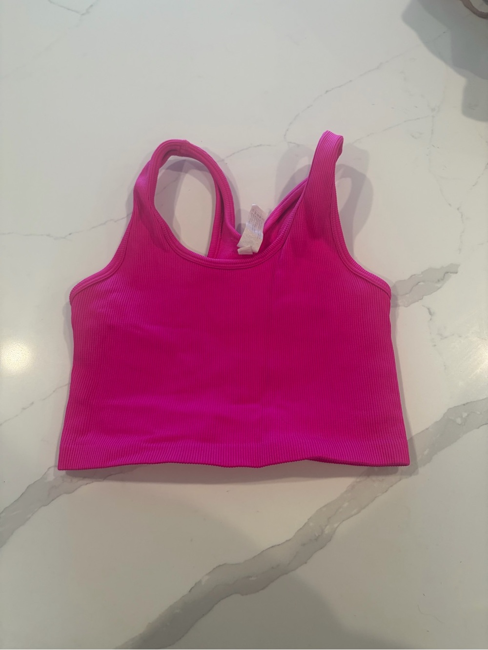 90 Degree By Reflex Ribbed Crop Tank - Hot Pink